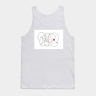 Minimalist Line Art Abstract Black White And Red Tank Top